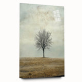 Minimalist Solitary Tree Art – Vintage Landscape Wall Print