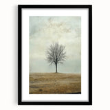Minimalist Solitary Tree Art – Vintage Landscape Wall Print
