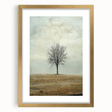 Minimalist Solitary Tree Art – Vintage Landscape Wall Print