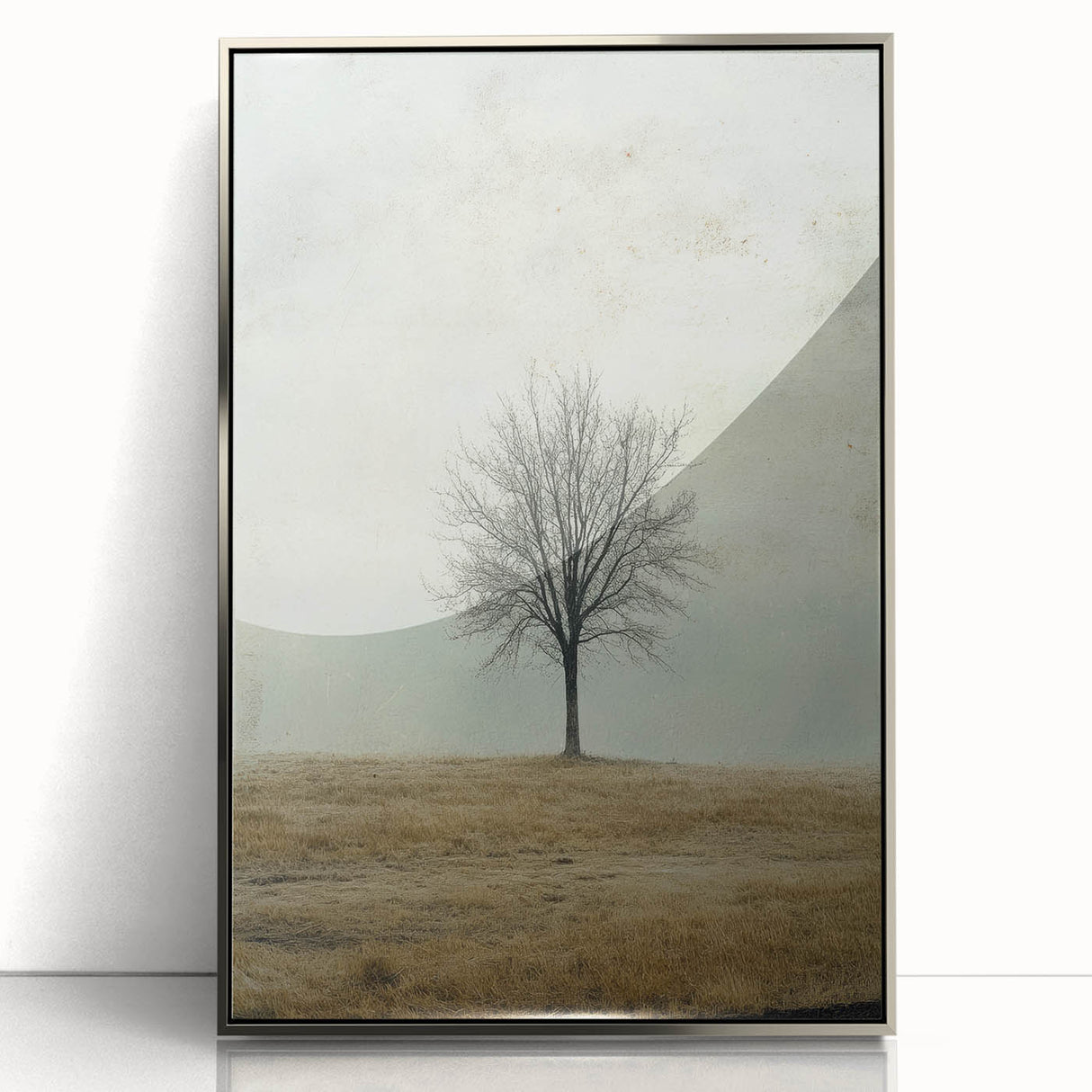 Minimalist Solitary Tree Art – Vintage Landscape Wall Print