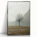 Minimalist Solitary Tree Art – Vintage Landscape Wall Print
