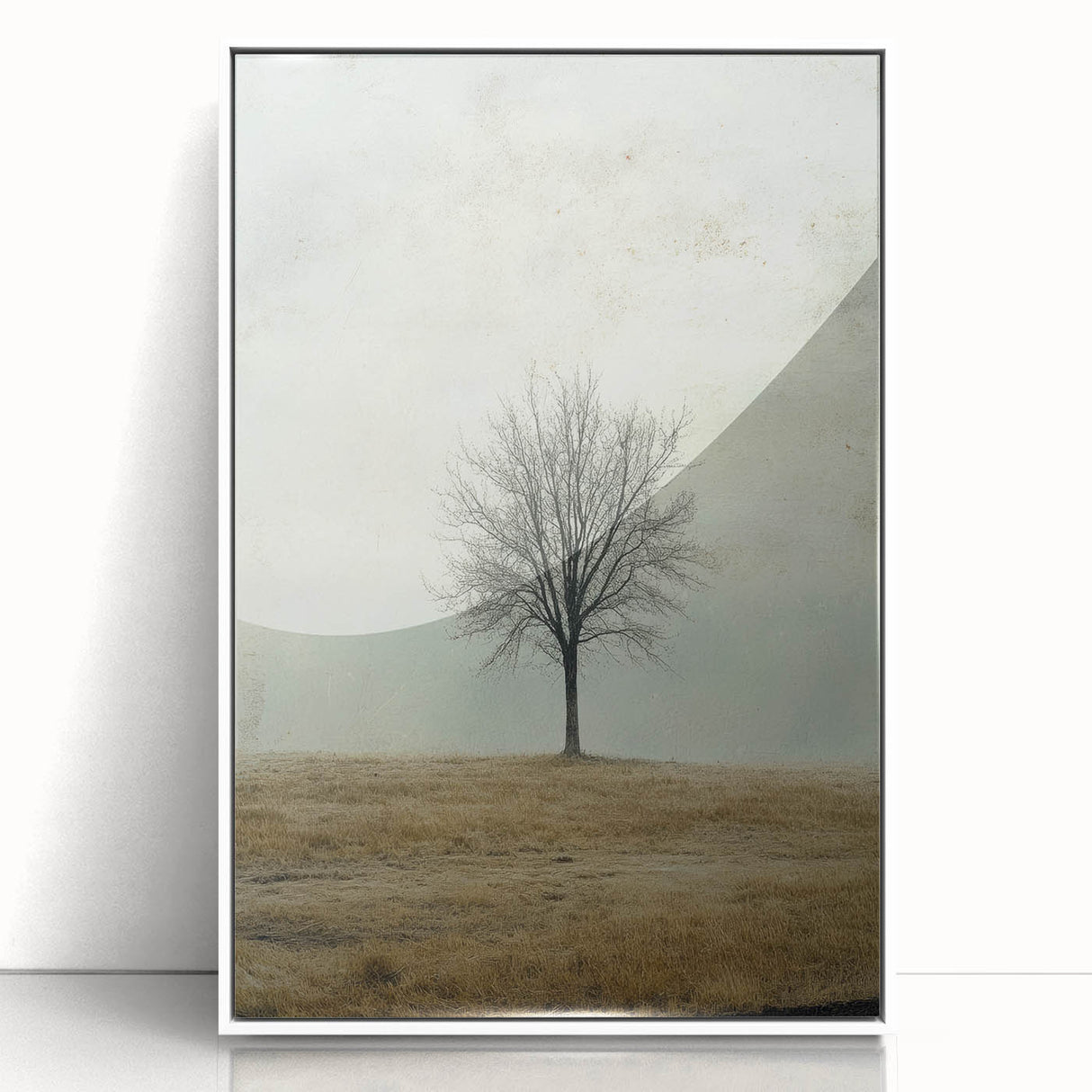 Minimalist Solitary Tree Art – Vintage Landscape Wall Print