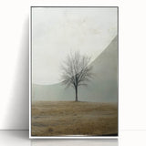 Minimalist Solitary Tree Art – Vintage Landscape Wall Print