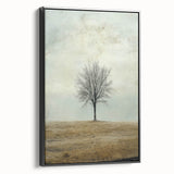 Minimalist Solitary Tree Art – Vintage Landscape Wall Print