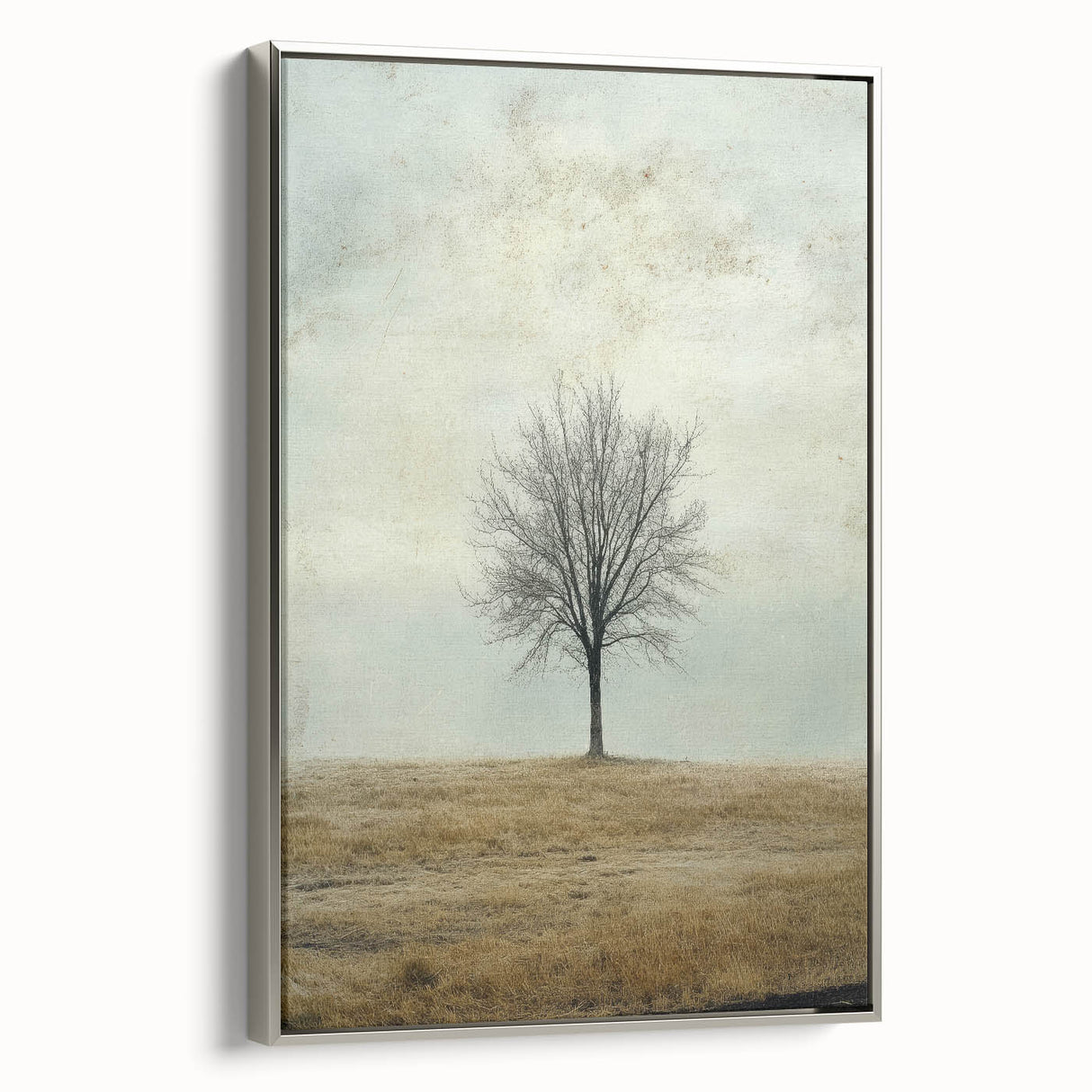Minimalist Solitary Tree Art – Vintage Landscape Wall Print