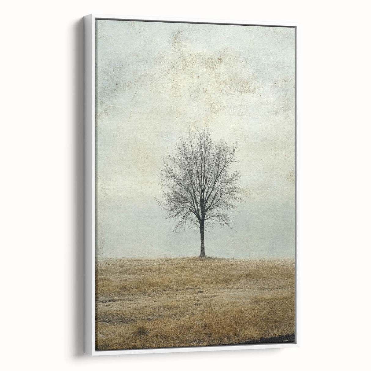 Minimalist Solitary Tree Art – Vintage Landscape Wall Print