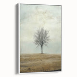 Minimalist Solitary Tree Art – Vintage Landscape Wall Print