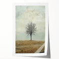 Minimalist Solitary Tree Art – Vintage Landscape Wall Print