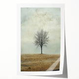 Minimalist Solitary Tree Art – Vintage Landscape Wall Print