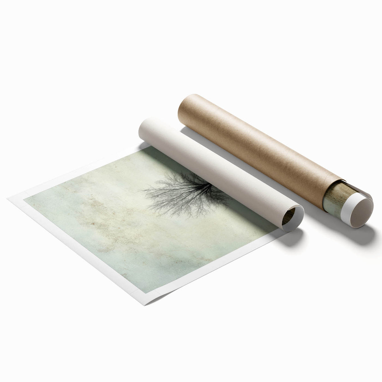 Minimalist Solitary Tree Art – Vintage Landscape Wall Print