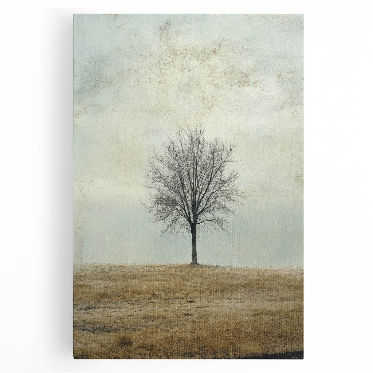 Minimalist Solitary Tree Art – Vintage Landscape Wall Print