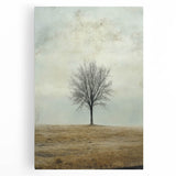 Minimalist Solitary Tree Art – Vintage Landscape Wall Print