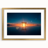 Minimalist Coastal Landscape Art – Torii Gate at Sunrise Reflection