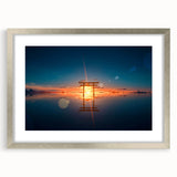 Minimalist Coastal Landscape Art – Torii Gate at Sunrise Reflection