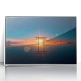 Minimalist Coastal Landscape Art – Torii Gate at Sunrise Reflection