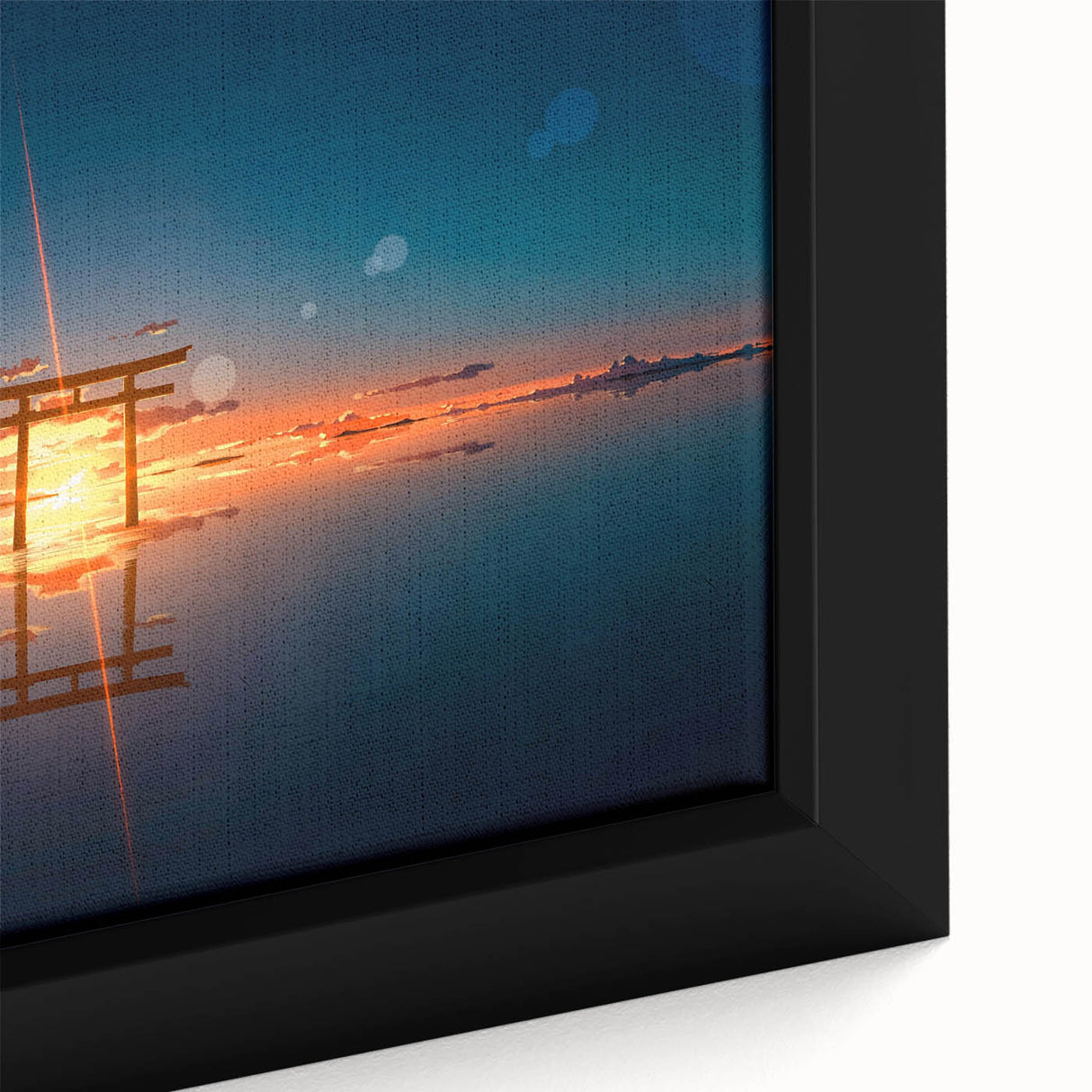 Minimalist Coastal Landscape Art – Torii Gate at Sunrise Reflection
