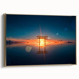 Minimalist Coastal Landscape Art – Torii Gate at Sunrise Reflection