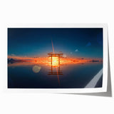 Minimalist Coastal Landscape Art – Torii Gate at Sunrise Reflection