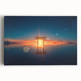 Minimalist Coastal Landscape Art – Torii Gate at Sunrise Reflection