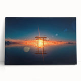 Minimalist Coastal Landscape Art – Torii Gate at Sunrise Reflection