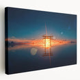 Minimalist Coastal Landscape Art – Torii Gate at Sunrise Reflection