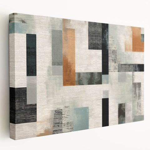 Geometric Abstract Painting - Black and Gray Modern Art