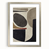 Modern Abstract Painting – Geometric Canvas in Beige & Dark Gray