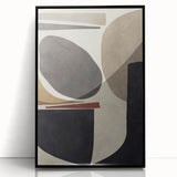 Modern Abstract Painting – Geometric Canvas in Beige & Dark Gray