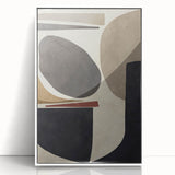 Modern Abstract Painting – Geometric Canvas in Beige & Dark Gray