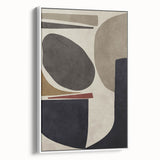 Modern Abstract Painting – Geometric Canvas in Beige & Dark Gray