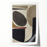 Modern Abstract Painting – Geometric Canvas in Beige & Dark Gray