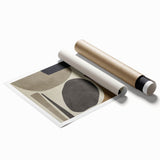 Modern Abstract Painting – Geometric Canvas in Beige & Dark Gray