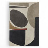 Modern Abstract Painting – Geometric Canvas in Beige & Dark Gray