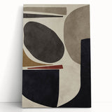Modern Abstract Painting – Geometric Canvas in Beige & Dark Gray