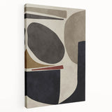Modern Abstract Painting – Geometric Canvas in Beige & Dark Gray