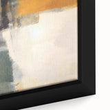 Contemporary Framed Abstract Art – Yellow, Gray, and Deep Blue Form