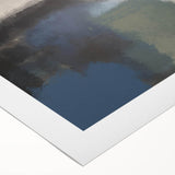 Contemporary Framed Abstract Art – Yellow, Gray, and Deep Blue Form