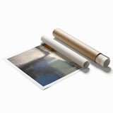 Contemporary Framed Abstract Art – Yellow, Gray, and Deep Blue Form