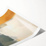 Contemporary Framed Abstract Art – Yellow, Gray, and Deep Blue Form