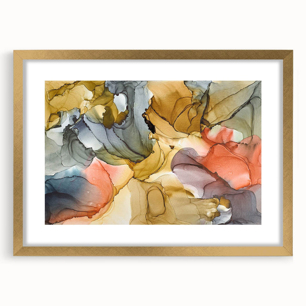 Warm Tones Abstract Fluid Canvas Art - Contemporary Fluid Artwork
