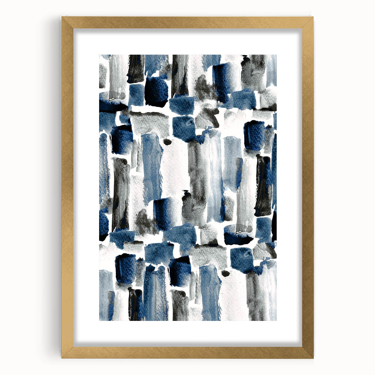 Earthen Harmony Abstracts – Navy and Gray Minimalist Wall Art Print