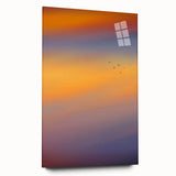 Abstract Minimalist Landscape Paintings – Birds in Sunset Gradient Sky