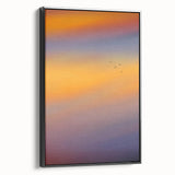 Abstract Minimalist Landscape Paintings – Birds in Sunset Gradient Sky