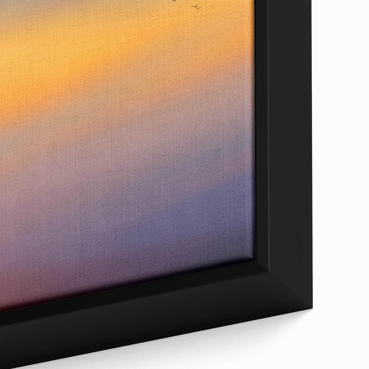 Abstract Minimalist Landscape Paintings – Birds in Sunset Gradient Sky