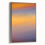 Abstract Minimalist Landscape Paintings – Birds in Sunset Gradient Sky