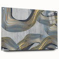 Large Modern Art Piece - Gray Blue and Gold Abstract Print