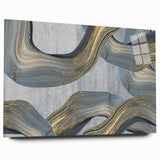 Large Modern Art Piece - Gray Blue and Gold Abstract Print