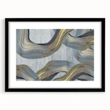 Large Modern Art Piece - Gray Blue and Gold Abstract Print