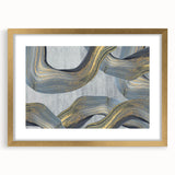 Large Modern Art Piece - Gray Blue and Gold Abstract Print