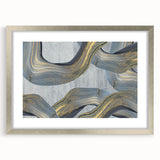 Large Modern Art Piece - Gray Blue and Gold Abstract Print